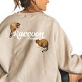 Raccoon Whisperer Oversized Women's Sweatshirt - Cute Back Print Sand