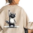 Retro Raccoon Rock Music Theme Oversized Sweatshirt for Women Sand