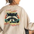 Retro Trash Panda Raccoon Women's Oversized Sweatshirt - Fun Back Print Sand