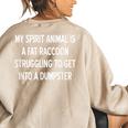My Spirit Animal Is A Fat Raccoon Joke Sarcastic Women's Oversized Sweatshirt Back Print Sand
