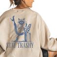Stay Trashy Raccoon Feminine Halloween Women's Oversized Sweatshirt Back Print Sand