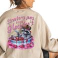Strawberry Jams But My Dont Raccoon Women's Oversized Sweatshirt Back Print Sand