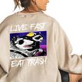 Street Cats Trash Pandas Enthusiasts Live Fast Eat Trash Panda Raccoon Opossum Enthusiasts -Adults Cotton Blend Women's Oversized Sweatshirt Back Print Sand