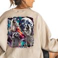 Three Raccoon Moon Women’s Sweatshirt - Oversized & Cozy - Meme Back Print Sand