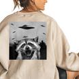 UFO Raccoon Oversized Sweatshirt - Fun Back Print for Men, Women & Kids Sand