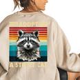 Vintage Raccoon Women's Sweatshirt - Oversized Retro Style Back Print Sand