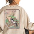 Women's Dream Big Raccoon Oversized Sweatshirt - Fun Back Print Sand