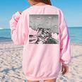 Alien UFO Raccoon Oversized Women's Sweatshirt - Back Print Fun Light Pink