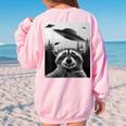 Alien UFO Raccoon Women's Oversized Sweatshirt Back Print Light Pink
