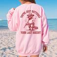 Cowboy Raccoon Oversized Sweatshirt - Women's Western Casual Wear Light Pink