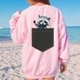 Cute Pocket Raccoon Women's Oversized Sweatshirt - Back Print Light Pink