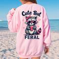 Cute Raccoon Women's Oversized Sweatshirt - Summer Fun Back Print Light Pink