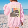 Everything Is Trash Retro Raccoon Lover Camping Women's Oversized Sweatshirt Back Print Light Pink