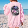 Ferret Moon Howling Women's Oversized Sweatshirt – Cozy Back Print Light Pink
