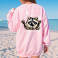 Funny Raccoon Sweatshirt - Oversized Women's Back Print Light Pink