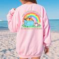 Groovy This Little Light-Of Mine Dumpster Fire Raccoon Women's Oversized Sweatshirt Back Print Light Pink