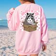 Possum Racoon Adopt A Cat Team Trash Opossums Raccoons Small Women's Oversized Sweatshirt Back Print Light Pink