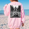 Raccoon & Bigfoot Women's Sweatshirt - Cute Oversized Back Print Light Pink
