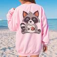 Raccoon Cookie Treat Women's Oversized Sweatshirt - Fun Back Print Light Pink
