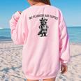 Raccoon Cowboy Oversized Women's Sweatshirt - Graphic Back Print Light Pink