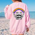 Raccoon LGBTQ Pride | Be Gay Do Crime Rainbow Women's Oversized Sweatshirt Light Pink
