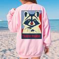 Raccoon Lover Oversized Sweatshirt - Women's Animal Back Print Light Pink