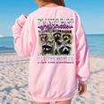 Raccoon Meme Women's Oversized Sweatshirt - Comfy Back Print Light Pink