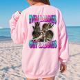 Raccoon Meme Women's Oversized Sweatshirt | Even Baddies Get Saddies Light Pink