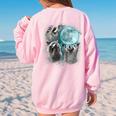 Raccoon Oversized Women's Sweatshirt - Moonlight Trio Back Print Light Pink