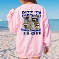 Raccoon Rizz Autism Meme Women's Oversized Sweatshirt - Fun & Unique Light Pink