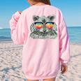 Raccoon With Sunglasses Retro Raccoon Animal Lover Women's Oversized Sweatshirt Back Print Light Pink