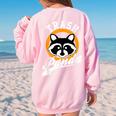 Raccoon Sweatshirt - Cute Trash Panda Cartoon - Women's Oversized Top Light Pink