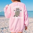 Raccoon Trash Panda Workout Sweatshirt - Back Print - Women's Oversized Light Pink