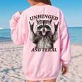 Raccoon Unhinged And Feral Retro Raccoon Feral Summer Women's Oversized Sweatshirt Back Print Light Pink