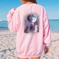 Rats Howling at the Moon Sweatshirt - Women's Oversized Back Print Light Pink