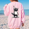 Retro Raccoon Rock Music Theme Oversized Sweatshirt for Women Light Pink