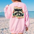 Retro Trash Panda Raccoon Women's Oversized Sweatshirt - Fun Back Print Light Pink