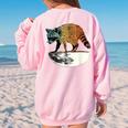 Retro Trashpanda On The Half Moon Vintage Raccoon Women's Oversized Sweatshirt Back Print Light Pink