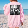 Scared Raccoon Selfie With Sasquatch Bigfoot Raccoon Women's Oversized Sweatshirt Back Print Light Pink