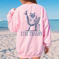 Stay Trashy Raccoon Feminine Halloween Women's Oversized Sweatshirt Back Print Light Pink