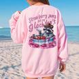 Strawberry Jams But My Dont Raccoon Women's Oversized Sweatshirt Back Print Light Pink
