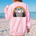 Trash Can Not Trash Can't Raccoon Trash Panda Women's Oversized Sweatshirt Back Print Light Pink