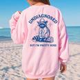 Undiagnosed But I'm Pretty Sure Cowboy Raccoon Meme Women's Oversized Sweatshirt Back Print Light Pink