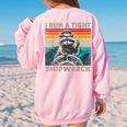 Vintage Raccoon Captain Oversized Sweatshirt - Women's Nautical Back Print Light Pink