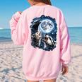 Women's Oversized Sweatshirt - Animal Howling Meme - Cozy Design Light Pink