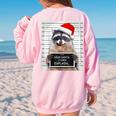 Women's Oversized Sweatshirt - Dear Santa Raccoon Christmas Back Print Light Pink