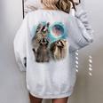 3 Racoon Moon Howling Raccoon Head For Men Women Kid Women's Oversized Sweatshirt Back Print Sport Grey