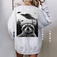 Alien UFO Raccoon Women's Oversized Sweatshirt Back Print Sport Grey
