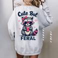 Cute Raccoon Women's Oversized Sweatshirt - Summer Fun Back Print Sport Grey