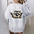 Funny Raccoon Sweatshirt - Oversized Women's Back Print Sport Grey